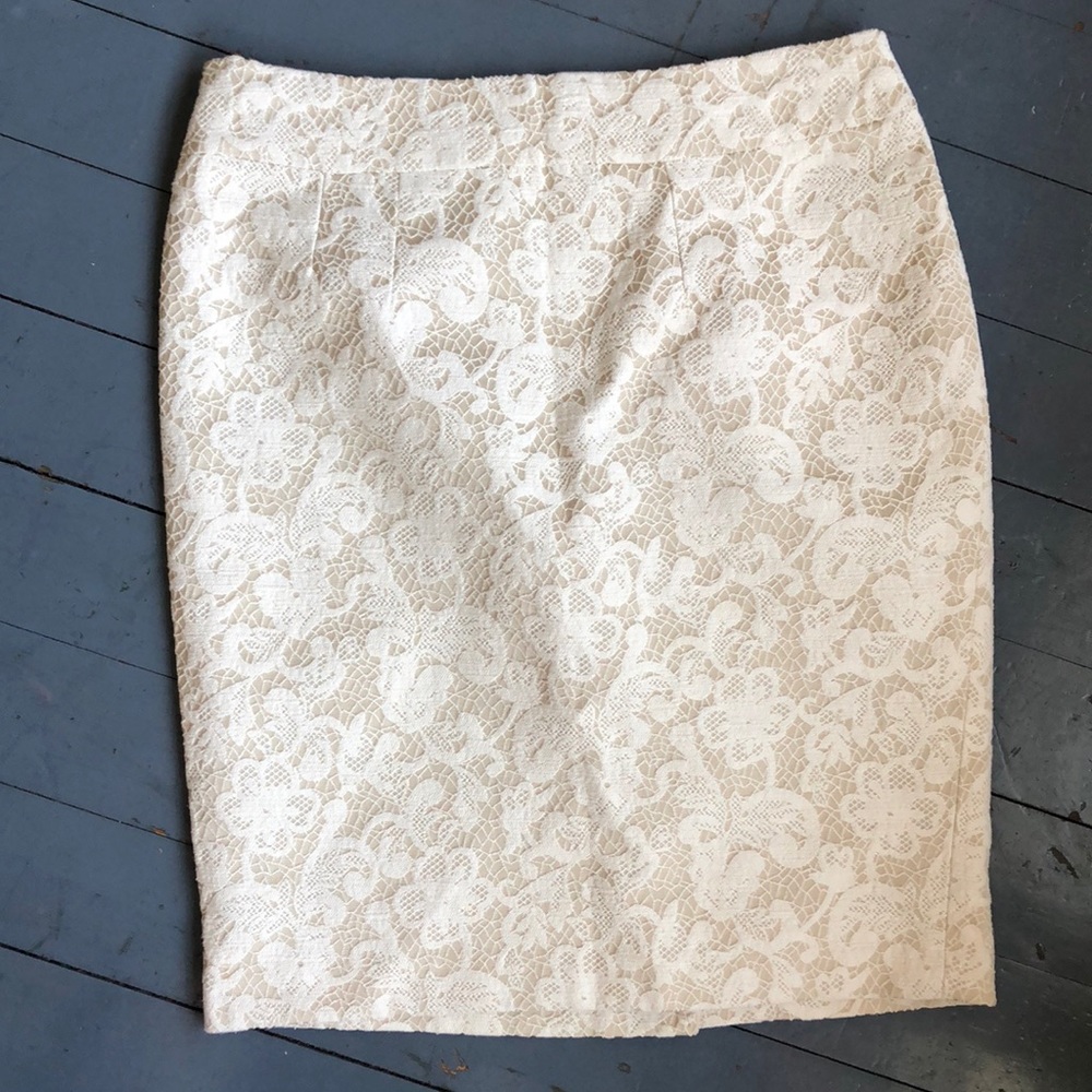 Cynthia Rowley Lace OverLay Pencil Skirt Cream